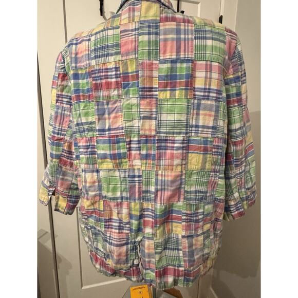 Lily Stanhope Blazer Quilted Plaid Madras Patchwork Pastel Sz 1X Preppy Academia - Picture 5 of 6